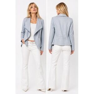 Philosophy Republic Faux Suede Moto Jacket Light Periwinkle Blue / Size M